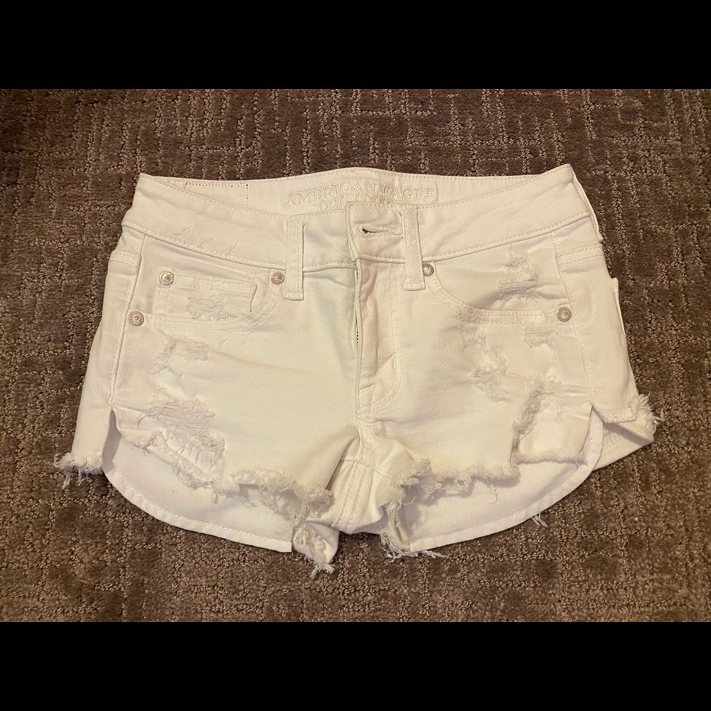 American Eagle white jean shorts